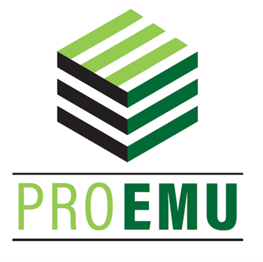 the green pro EMU logo on a white background