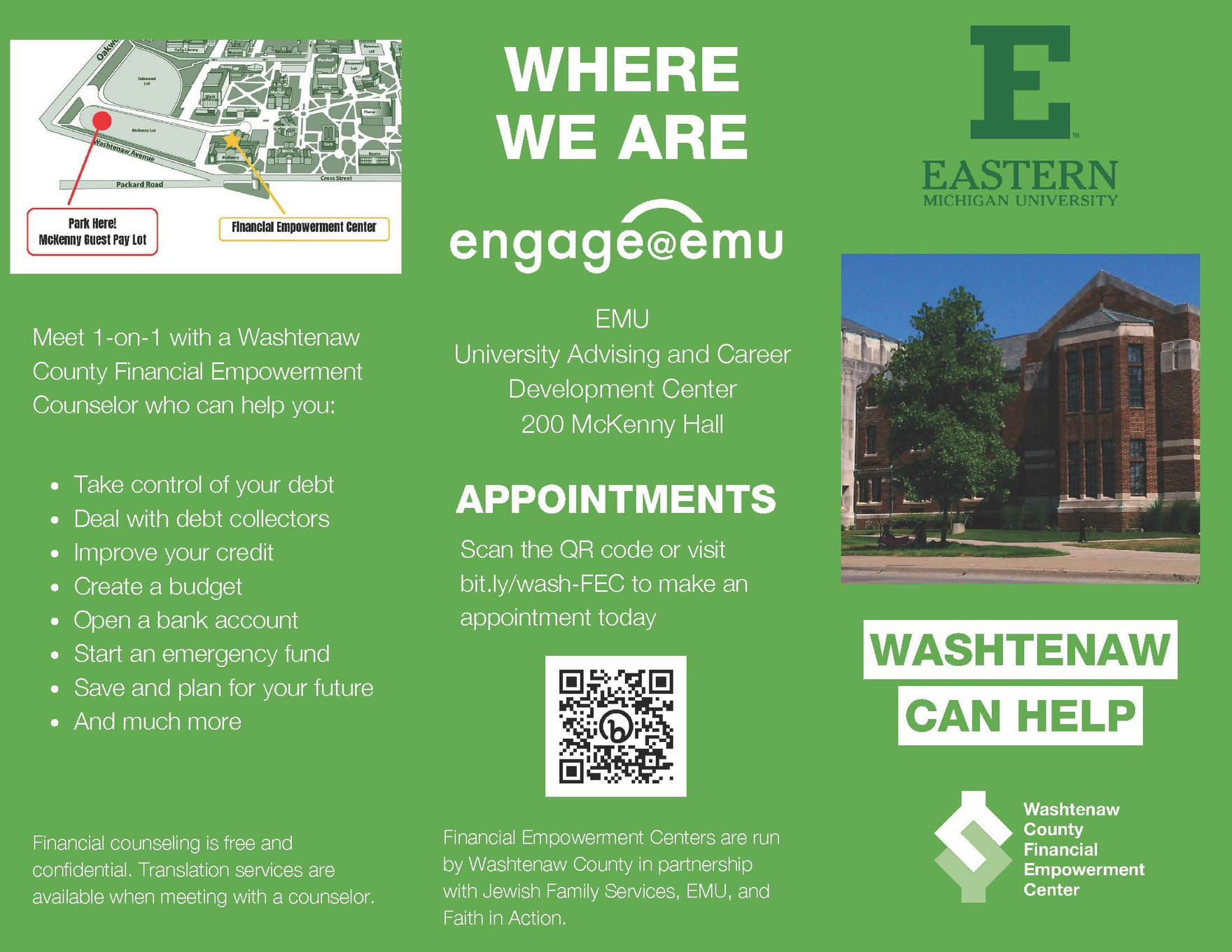 Flyer for Washtenaw County Financial Empowerment Center