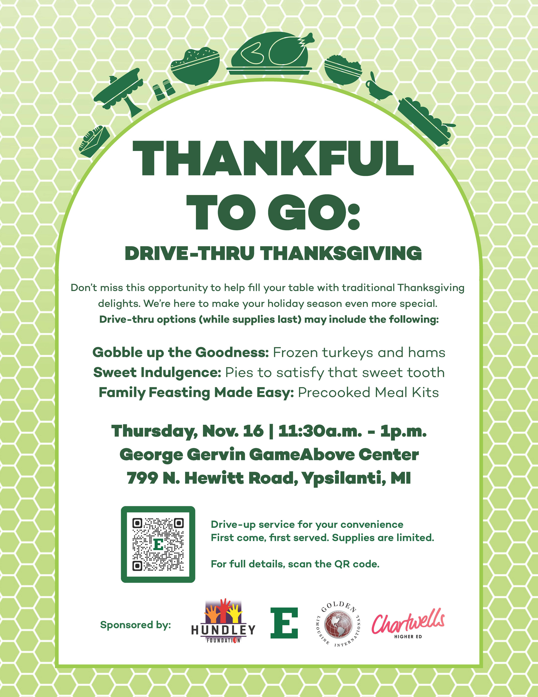 Thankful to Go: Drive-Thru Thanksgiving flyer