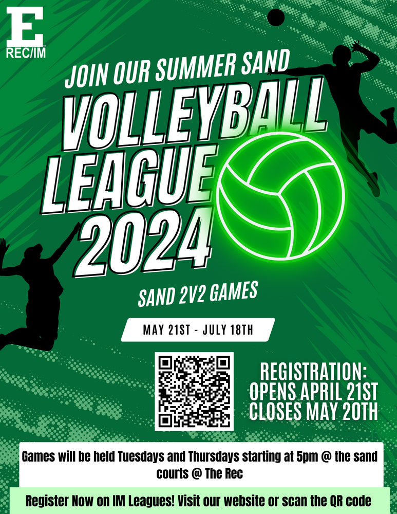 A flyer for the EMU REC/IM Volleyball League 