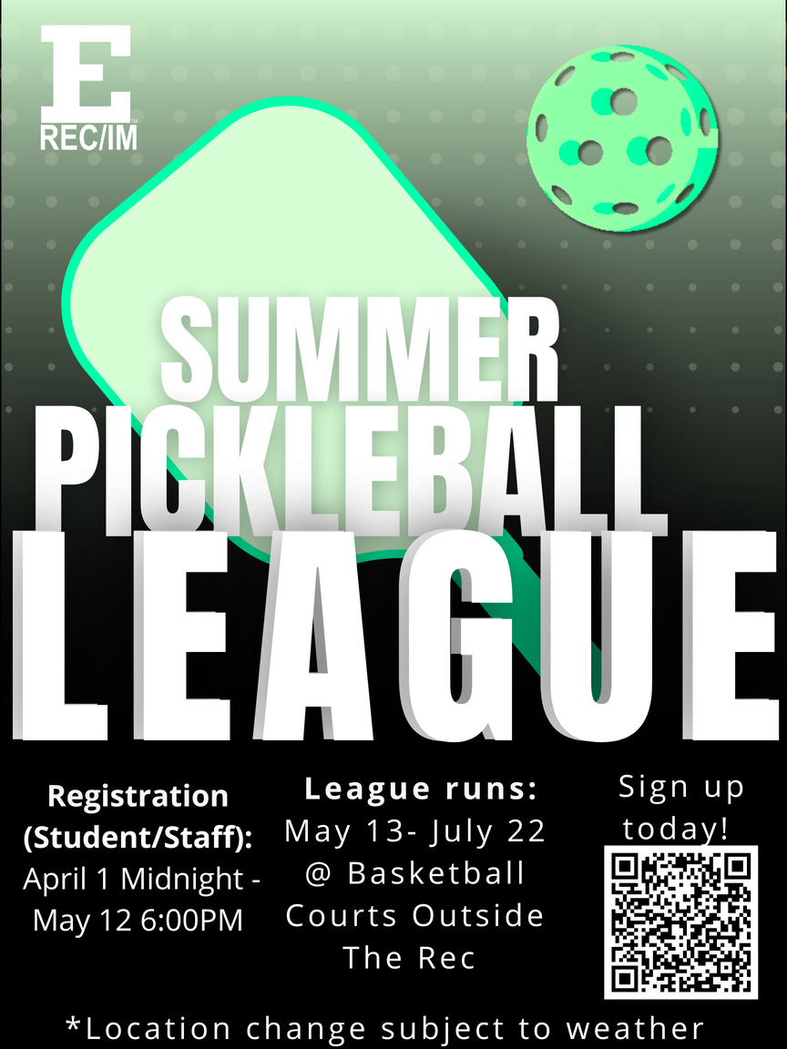 A flyer for the REC/IM Summer Pickleball League